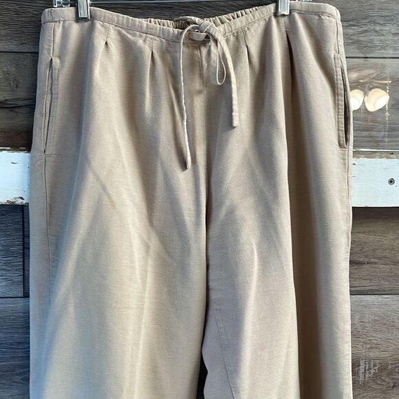 Styleworks Ladies 100% Cotton Drawstring Pants Size 12 Tan - Picture 2 of 4